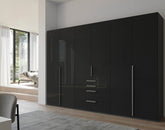 Frans 300cm Glass 6 Door Wardrobe With Drawers - Pendle Village Furniture